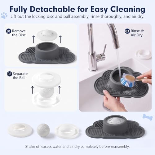 Image of Anti-Slip Slow Feeder Dog Bowl and Lick Mat with Rolling Ball