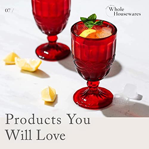 Whole Housewares | Colored Glass Drinkware Set | Vintage Drinking Cups | 9.5 Ounce Water Glasses | Set Of 6 | For Wedding Or Parties | Cobalt Blue Diamond Pattern (Vintage Drinking Cups) #TOP6