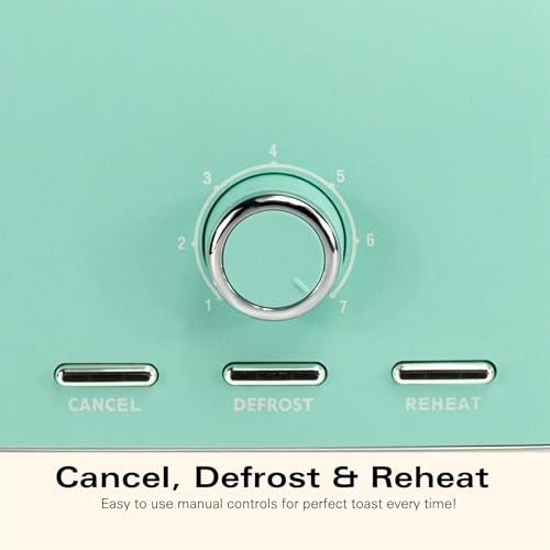 Hamilton Beach Ella 2-Slice Toaster, Wide Slots, 7 Variable Browning Levels, Defrost, Cancel & Reheat Settings, Removable Crumb Tray, Integrated Cord Storage, 800W - HBT1322MM, Matte Mint - Image 6