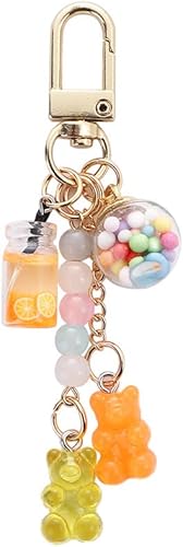 Lindo llavero de resina de oso de goma de color caramelo, dijes de oso de animales, llaveros para llaves de automóvil, llavero colgante de joyería,