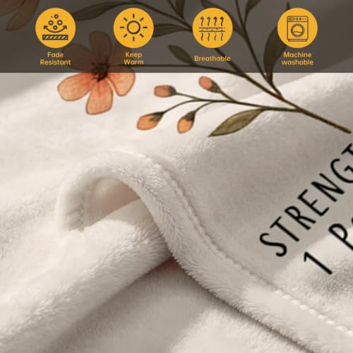 Image of COMFAR Christian Floral Throw Blanket, Christian Gifts for Women, Baptism /Religious /Inspirational /Catholic /Encouragement /Birthday Gifts for Women, First Holy Communion Gifts for Girls 40 inchx 60 inch