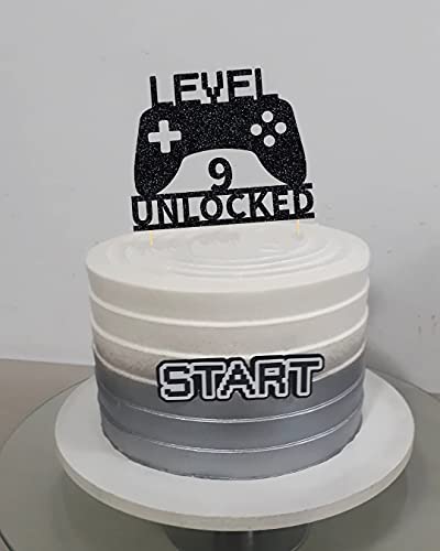 Level 9 Unlocked Cake Topper, Video Game Cake Topper, Game Controller Cake Topper For 9Th Birthday Party Decoration #TOP5