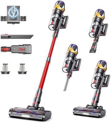 Cordless Vacuum Cleaner, Upgraded 55KPA 650W 70Mins Stick Vacuum with Hurricane Mode, Self-Standing, Touch Screen, 1.8L Dust Cup, Anti-tangle Wireless Vacumm, Vacuum Cleaners for Home/Pet Hair/Carpets