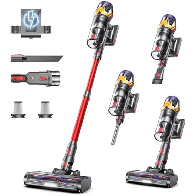 Cordless Vacuum Cleaner, Upgraded 55KPA 650W 70Mins Stick Vacuum with Hurricane Mode, Self-Standing, Touch Screen, 1.8L Dust Cup, Anti-tangle Wireless Vacumm, Vacuum Cleaners for Home/Pet Hair/Carpets