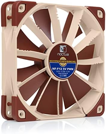 Noctua NF-F12 5V PWM, Premium Quiet Fan with USB Power Adaptor Cable, 4-Pin, 5V Version (120mm, Brown)