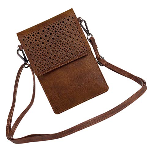 VILLCASE Bolsa de Telefone Celular Bolsa Pequena Carteira de Couro Bolsa Touch Screen Mini Bolsa Cro