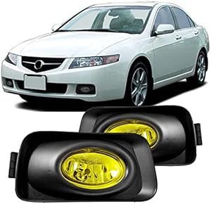 Winjet WJ30-0001-12 for 2003 2005 Acura TSX Clear Lens RH LH Factory Style Replacement OEM fitment Fog Light Kit with Bezel Trim Wiring Harness Switch Set Pair