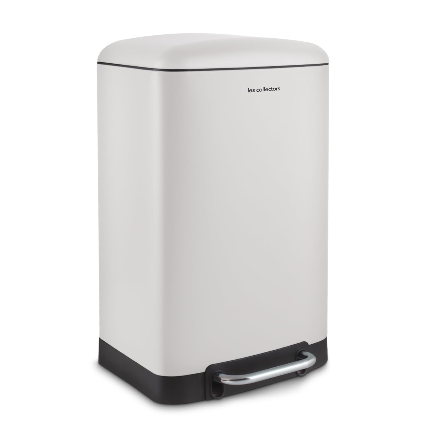Les Collectors, Cubo de cocina a pedal N°528, Acero inoxidable, Capacidad 20L, Compatible con bolsas de 30L, Compacto, Práctico, Cierre silencioso, Cubeta interior extraíble, Acabado mate, Blanco