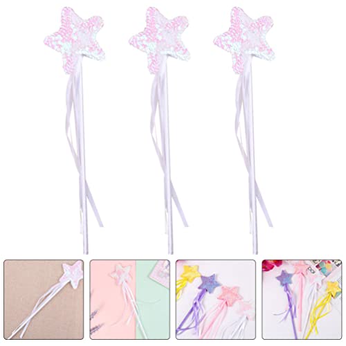 Toddmomy 3Pcs Glitter Princess Wand Kit,Fairy Star Princess Angel Wand Sticks Girls Fairy Wand For Girl Costume Role Play Show Cosplay Birthday Party Favor ,White #TOP6