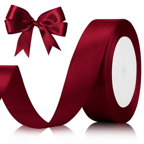 Red Ribbon for Gift Wrapping 1 Inch 25 Yds Satin Ribbon