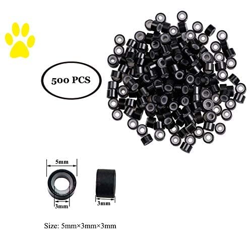 Orgrimmar Hair Extension Tool Kit Hair Extension Remove Pliers Pulling Hook 500 Pcs Micro Silicone Rings Bead Device Tool Kits For Professional Hair Styling Tools Accessory (Black) #TOP3
