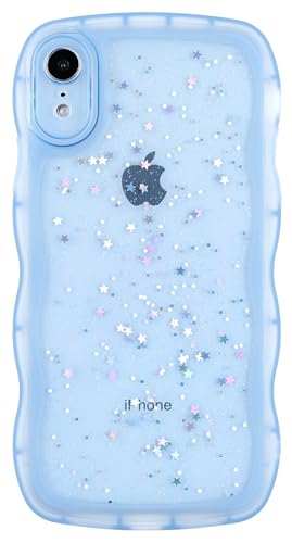 Cyberowl Compatible with iPhone XR,Cute Kawaii Bling Sparkle Glitter Frame Shape Soft Silicone Shockproof Protective Phone Case Cover for Women Girls Blue