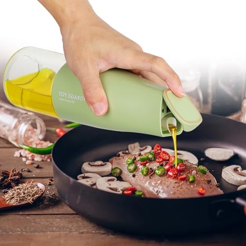 Ölspender Aus Glas (500 Ml) – Tropffrei, Mit Automatischer Klappe & Breiter Öffnung