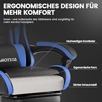 WOTSTA Gaming Stuhl Computerstuhl Ergonomischer Gaming Chair mit Fußstütze – Ansicht 6