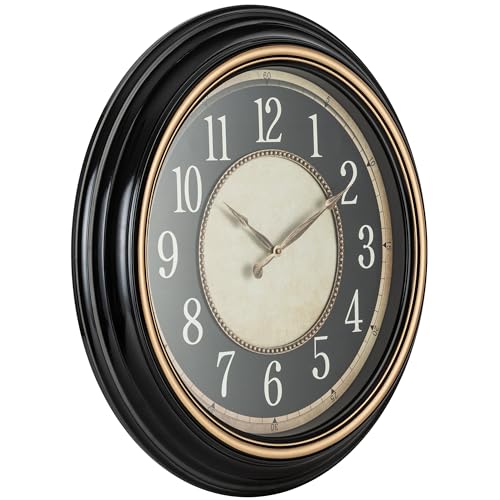 Pacific Bay Norden Huge Decorative Light-Weight 23-inch Wall Clock Silent, Non-Ticking, 3-D Dial, Easy-to-Read, Quartz Battery Operated, Glass Face Cover