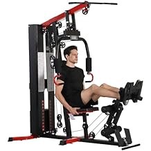 Fitvids Multifunctional Home Gym Equipment with 122.5 lbs Weight Stack, Full Body Workout Weight Machine, All-in-One Strength Training Exercise Equipment with Pulley System & Leg Press