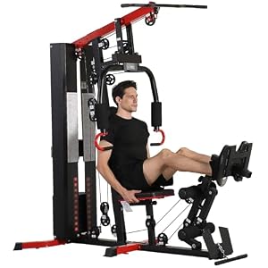 Fitvids Multifunctional Home Gym Equipment with 122.5 lbs Weight Stack, Full Body Workout Weight Machine, All-in-One Strength Training Exercise Equipment with Pulley System & Leg Press