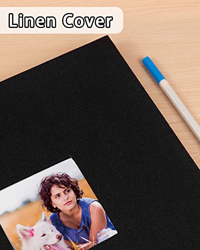 Large Scrapbook Photo Album Self-Stick 60 Pages Black Linen Hardcover Magnetic Picture Book For 2X3 3X5 4X6 5X7 6X8 8X10 Pictures(11X10.6Inch) With 10 Metallic Pen #TOP1