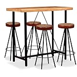 Assemblage facile et livraison complète La livraison inclut 1 table de bar et 4 tabourets, tous faciles à assembler, avec des grains et couleurs de bois uniques rendant chaque pièce authentique et personnalisée pour votre espace.