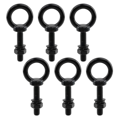 Image of Antrader Lifting Shoulder Eye Bolts, M10 Stainless Steel Machinery Shoulder Lifting Eye Bolt with Lock Nuts,Lock Washers,Flat Washers,M10 x 50mm,Black,6 Sets