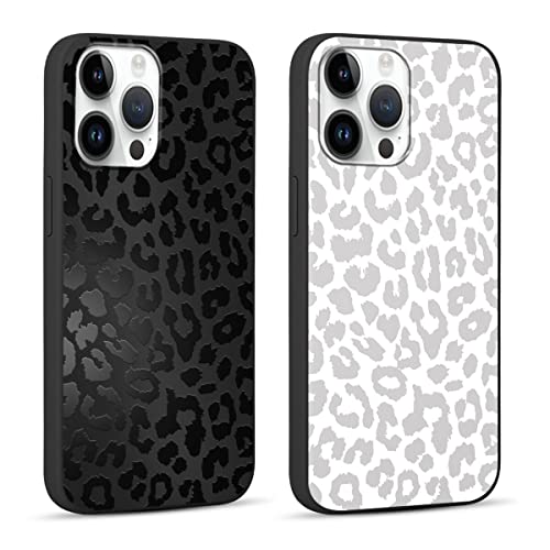RUMDEY 2 Pack Cute Cheetah Print for Apple iPhone 13 Pro 6.1 Inch Phone Case,Luxury Leopard Pattern Design Cases Soft Silicone Slim TPU Shockproof Protective Cover for Women Girls-Black & White by RUMDEY - Used condition - US$8.90