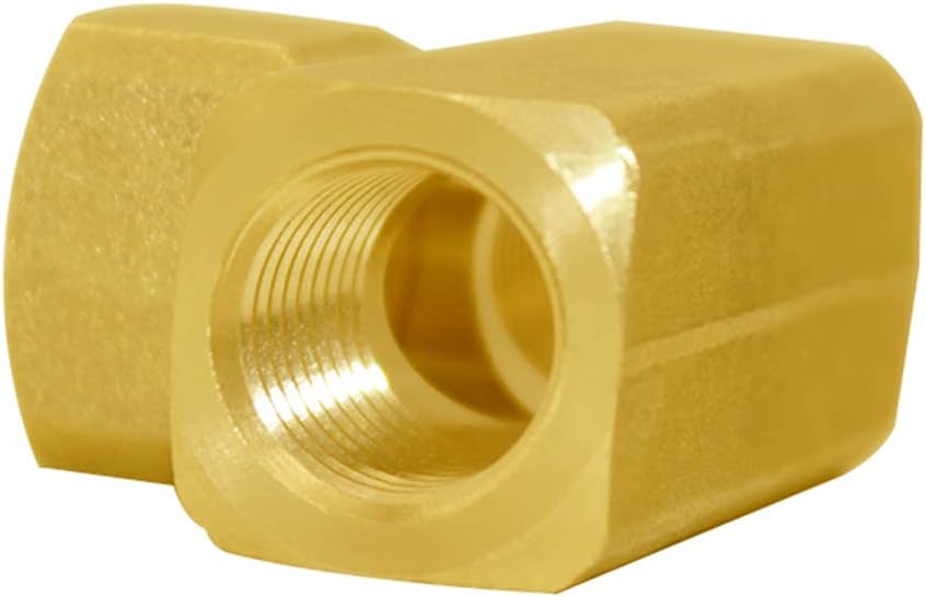 Joywayus Brass Pipe Fitting Barstock Tee 3 Way 1/4" x 1/4" x 1/4" NPT Female Hose Fitting(Pack of 2)