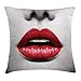 945 Funda De Cojín Roja Y Negra, Pintalabios Cosmético En Colores Vívidos Y Seductores Fotografía De Labios Modelo Fundas De Almohada Lujoso Sofá Fundas para Cojines 45X45Cm Decoración del Hogar