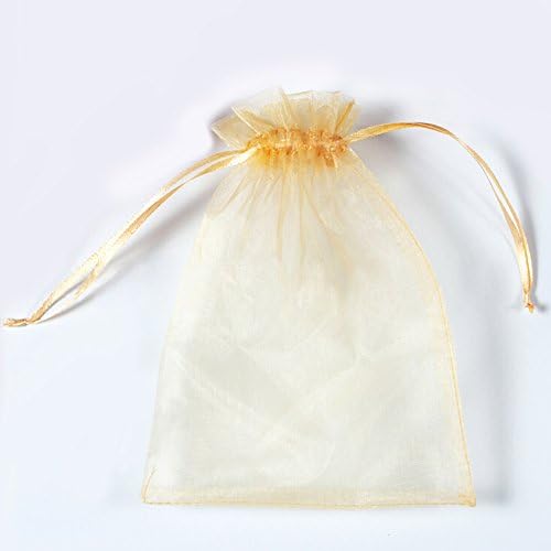 BZCTAH 100 Pcs 30 x 40cm Drawstring Organza Gift Bags Candy Pouch, Wedding Party Christmas Favor Bags Jewelry Pouches Wrap,Gold