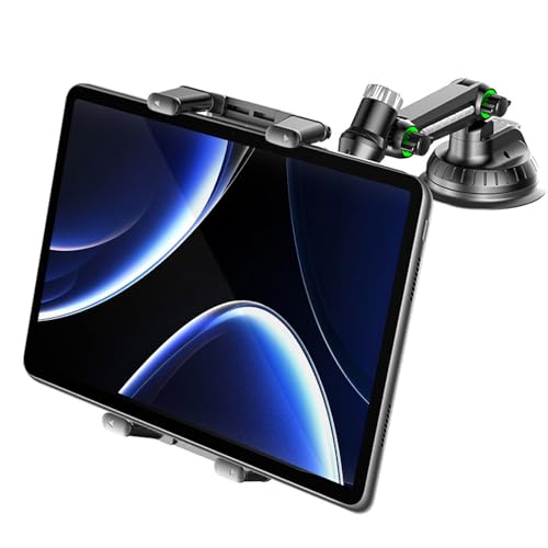 WOMLEX 車タブレットホルダー 車載タブレットホルダー ipad 車載ホルダー 運転席 モニタースタンド3セグメント可動式 粘着ジェル 強力吸盤 360度回転 タブレットスタンド 運転席車 ipadスタンド車 反落ちる拡張可能な約20cm 全機種対応