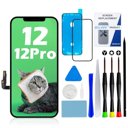 GULEEK Pantalla para iPhone 12/12 Pro, 6,1" LCD Display y Digitalizador de Pantalla 3D táctil con Kits de Herramientas de Reparación