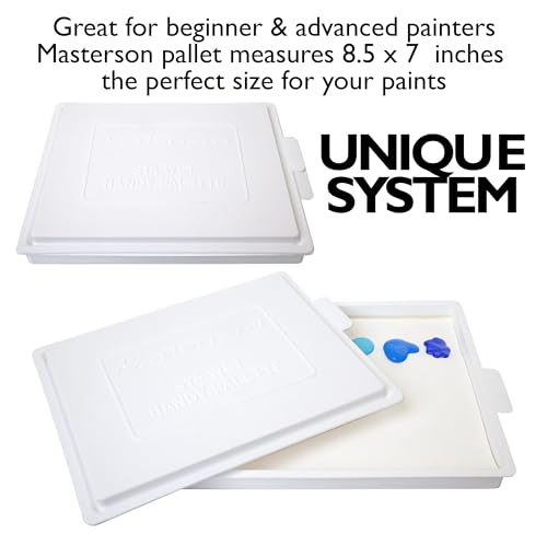 Masterson Sta-Wet Handy Palette Bundled Set, 8.5in x 7in Airtight Wet Palette, Keep Wet Paint Fresh Days + 30 Sta-Wet Acrylic Paper Refills + 1 Sta-Wet Sponge Refill