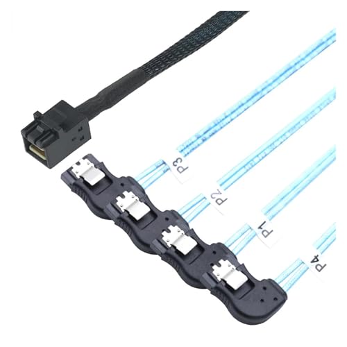 Cable S/A/S HD SFF-8643 a 4 puertos SATA ángulo izquierdo 50 cm miniatura 4