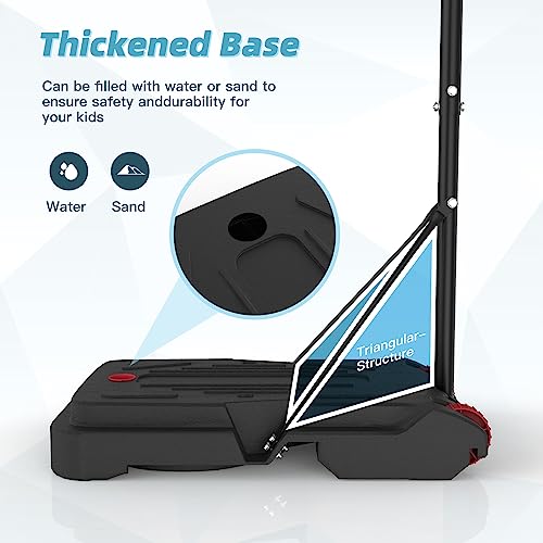 Portable Basketball Hoop,5.5-7FT Adjustable Basketball Goal System,Weather-Resistant Backboard Stand System Kids Youth Adult for Indoor Outdoor (Basketball Hoop Portable) - Thumbnail 3