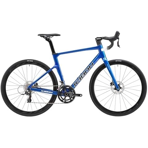 KABON Complete Carbon Road Bike, 700C Carbon Fiber Frame Road Bike with R8000 22 Speed Groupset Disc Brake Racing Bicycle 28C Tire Carbon Wheelset (Blue, 58cm) Cover