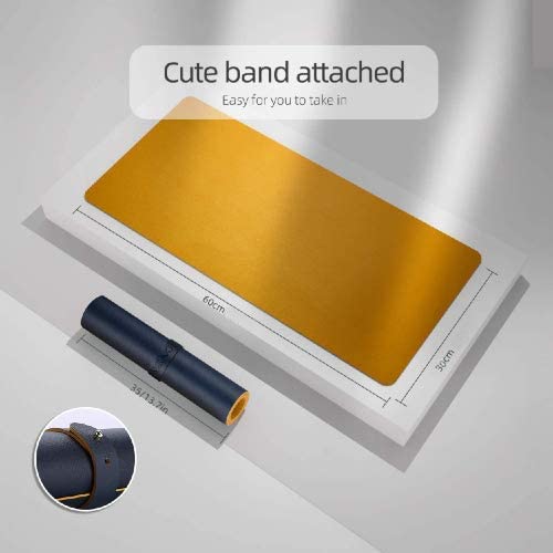 Image of Mouse Pad, Desk Mat, Large Leather Desk Pad, PU pad Waterproof Mouse Pad for Laptop, Office Table Protector Blotter Best Gifts (60 x 30 cm, Black)