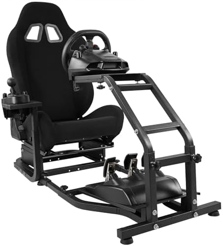 Dardoo G29 Racing Simulator Cockpit with Adjustable Black Race Seat | Fit for Logitech G920 G923, for Thrustmaster T150 T300RS GT Racing Steering Wheel Stand, Not Included Wheel Shifter Pedals
