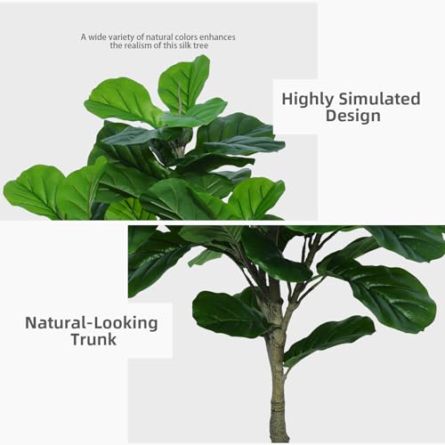 ASTIDY Fiddle Leaf Fig Tree Artificial 5FT - Faux Plant With Black Tall Planter - Fake Ficus Lyrata Floor Plant in Pot for Home Office Living Room Decor Indoor by ASTIDY - Image 7