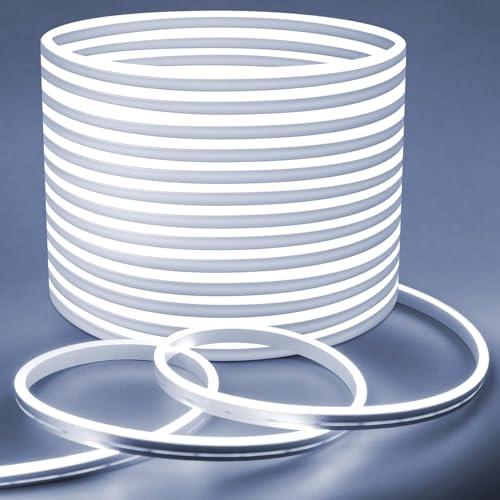 Lamomo LED Strip Lights, 24V White Led Light Strips, 32.8ft/10m Waterproof LED Neon Lights Flex, Silicone 6000K Neon LED Strip for Indoor Outdoor Home Decor Kitchen (Power Adapter Included) by Lamomo - Used condition - CA$64.50