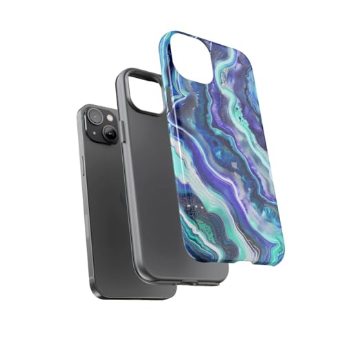 Coque iPhone 14 Plus rigide brillante tourbillon géode