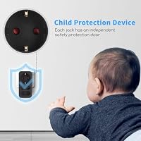 Aigostar Steckdosenadapter 3-fach mit Kindersicherung Mehrfachsteckdose Tragbar für Steckdose (2 x Eurosteckdose und 1 x Schutzkontakt) Schwarz – Ansicht 3