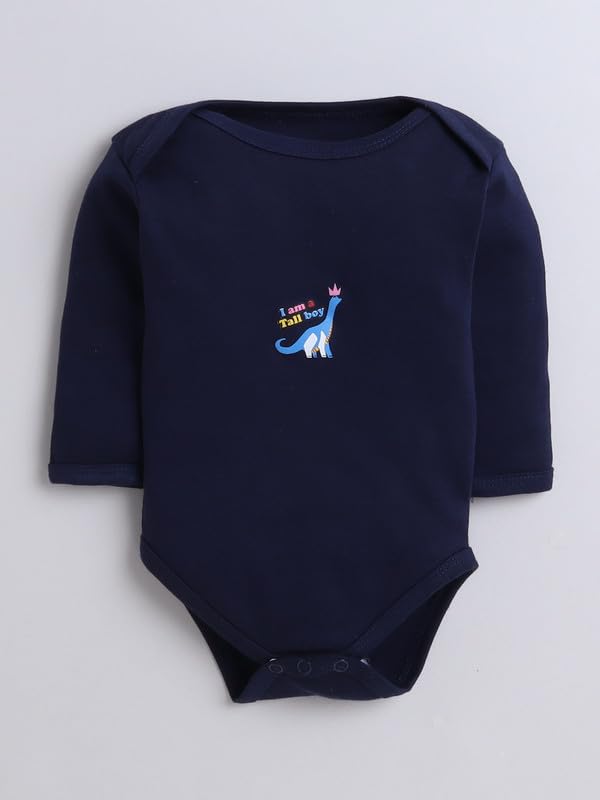 Image of BUMZEE Navy & White Baby Boys Full Sleeves Cotton Bodysuit /Onesies Pack Of 3 (Peb9951)
