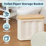 Toilet Paper Storage with Lid, Large Toilet Paper Holder for up to 12 Rolls, Free Standing Bathroom Storage Organizer with Lid, Beige - Image 4