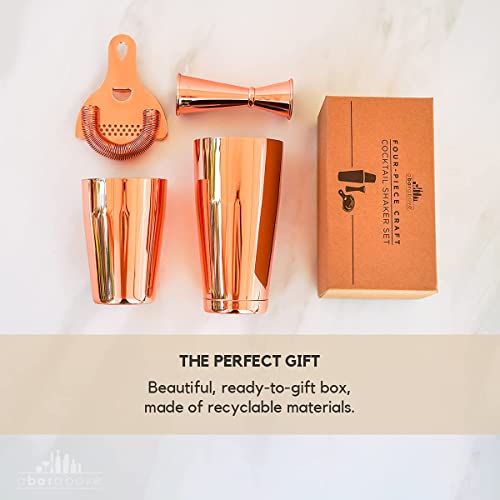 A Bar Above Copper Cocktail Shaker Set – 4-Piece Copper Bar Set For Business Or Home Bar – Includes Hawthorne Strainer & Japanese Jigger – Professional Bar Accessories For The Home Bar Set #TOP7