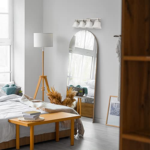 Image of Diodesy- 25-Inch Bathroom Vanity Square Bell Sconce 4-Light Fixture 100W Max E26 Medium Base Sockets Use A19 Bulb(Not Included) Brushed Nickel & Frosted Glass Shade ETL Listed- For Living Room Bedroom