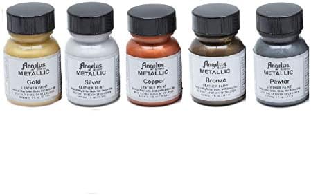 Angelus - Kit consisting of 5 Metallic Colors - Colors for Leather and Fabric - 29.5 ml