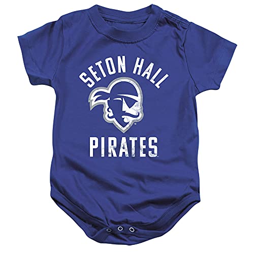 Seton Hall University Official Pirates Logo Unisex Infant Snap Suit for Baby,Royal Blue, 6 Months