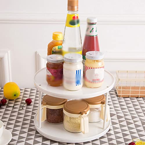 Achvac Rolling Shelf 360 Degree Rotating Storage Rack Multifunction Round Desktop Organizer 2 Tier Shelf For Kitchen Bathroom Bedroom #TOP3