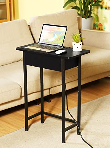 YAKANJ-Adjustable-Mobile-Laptop-Table-with-Wheels-Tilting-Top-Mobile-Laptop-Standing-Desk-for-Couch-End-Table-with-Charging-Station-for-Small-Spaces-Living-Room-Black