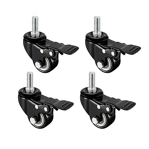 Roulettes pour chariot robuste meuble bois tige filetée M8 avec frein lot de 4 roues