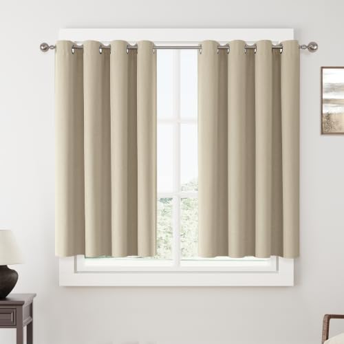 ChrisDowa Natural Blackout Curtains 45 Inches Long 2 Panels for Bedroom